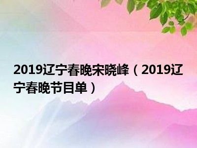 2019辽宁春晚宋晓峰（2019辽宁春晚节目单）